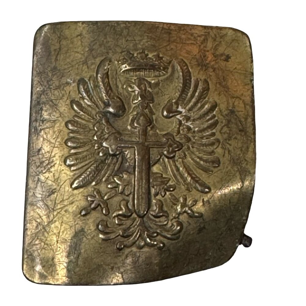 Vtg Brass Spanish Civil War 1898 Military Cereceda Eagle Cross Crown Belt Buckle
